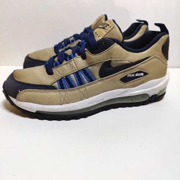 RARE Nike Air Max Terra Ninety Tan Black Blue Leather Athletic Sneaker men\'s 7.5